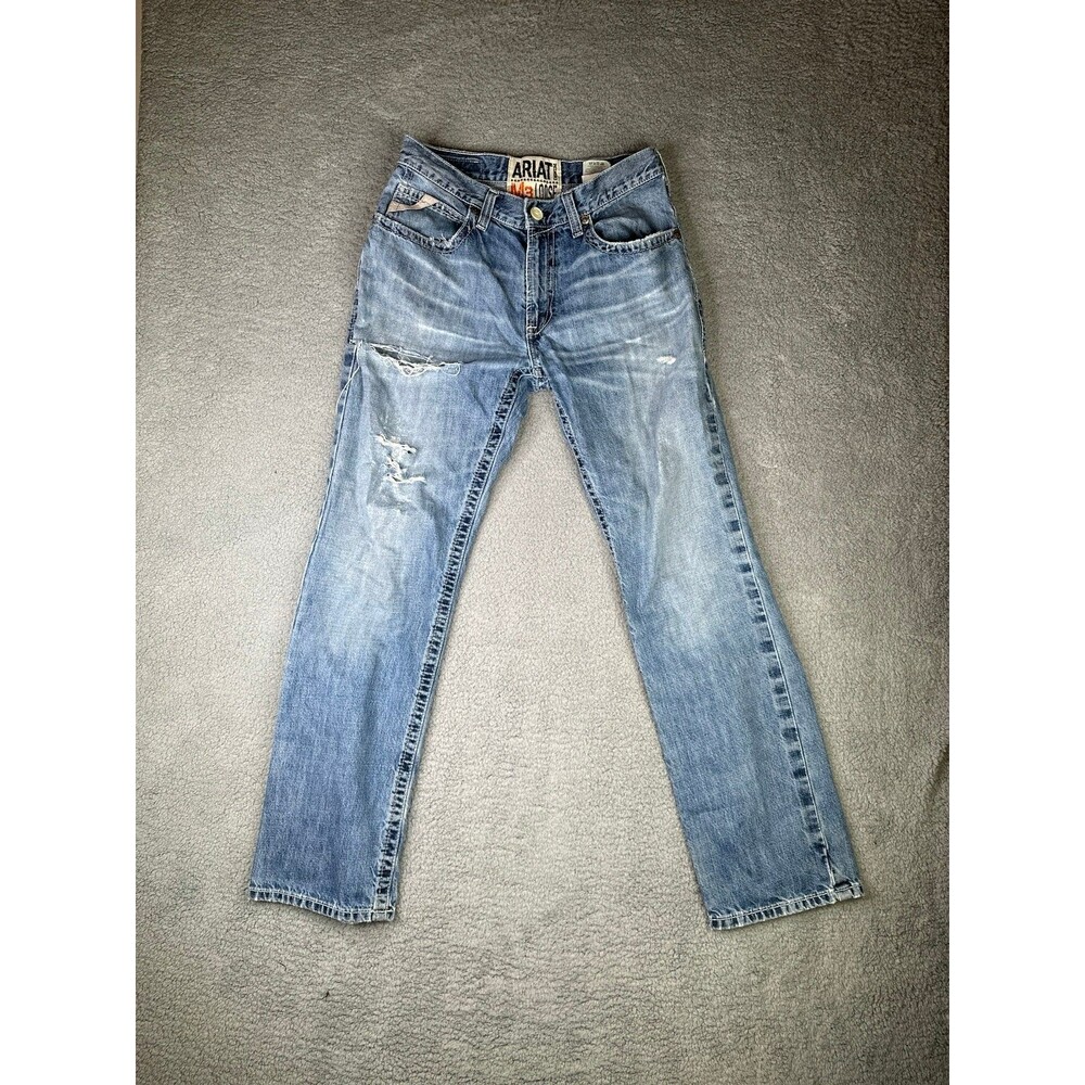 Ariat Men's Relaxed Fit Light Blue Distressed Jeans